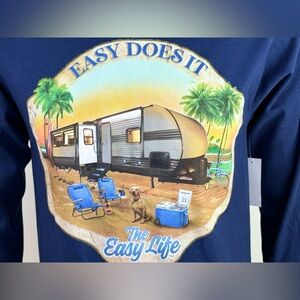 The Easy Life "Easy Does it" Long Sleeve Navy Blue T-shirt, Men's Size Small
